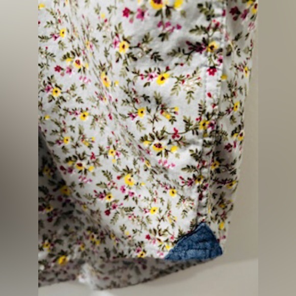 Express Slim Fit Soft Wash Floral Print, Denim Inserts & Trim Long Sleeve Shirt - Picture 4 of 5